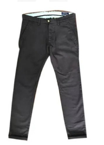 Plain Cotton Slim Fit Button Closure Trouser With Double Pocket 