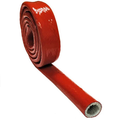 Red 2 Mm Thick Elasticity Silicone Coated Fiberglass Fire Sleeve