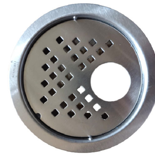 Silver 3 X 3 Inch Rounded Stainless Steel Drain Strainer For Bathroom 