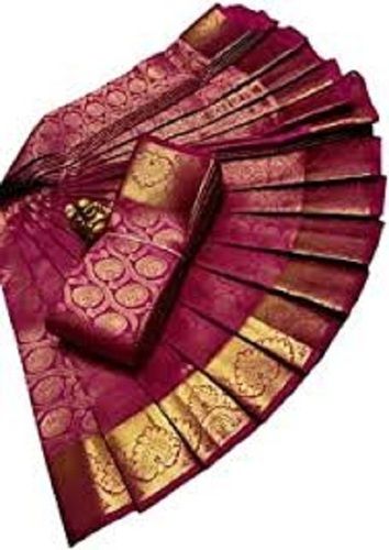 Maroon With Golden Bridal Saree 