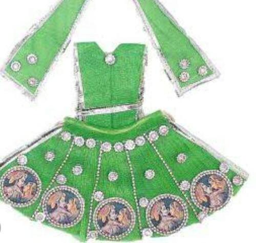 Blue Green Silver Handmade Mata Rani Dress For Worship