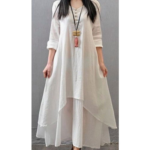 Hand Washable Daily Wear Ladies White Plain Cotton Kurti