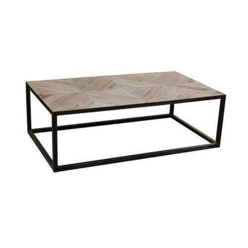 Free Stand Rust Proof Cast Iron And Sheesham Wood Rectangular Coffee Table