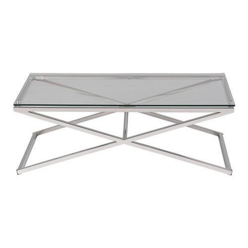 Non Foldable Cross Legs Rust Proof Stainless Steel Center Coffee Table 