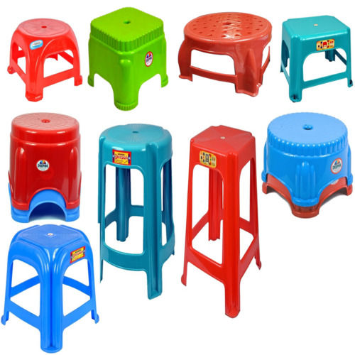 Non-Foldable Irregular Shapes Multicolor Plain Plastic Stool For Home