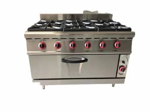 Silver Six Burner Commercial Cooking Range