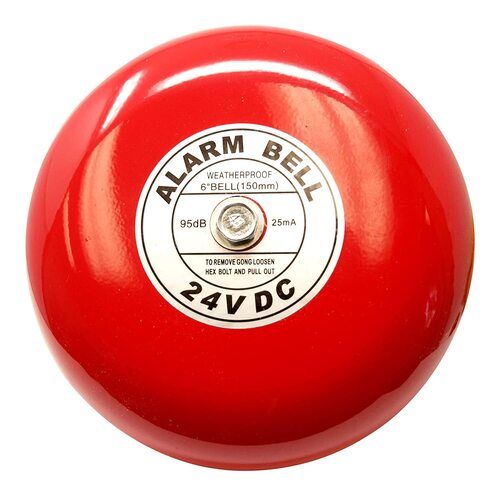 Weather Proof 6 Inch (150mm) Aluminum Red Alarm Bell 24 V Dc