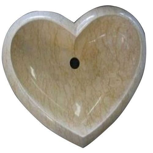 12 Kg 45x41x16cm Polished Heart Shape Deck Mounted Stone Wash Basin