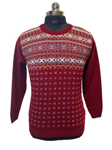 Multi Color 48 Inches Breathable Light Weight Round Neck Long Sleeves Cotton Sweater For Men