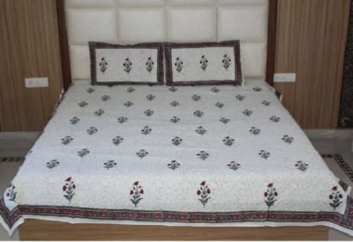 Stainless Steel Anti Shrink Soft Pure Cotton Printed Full Size Double Bedsheet With Two Pillow Covers