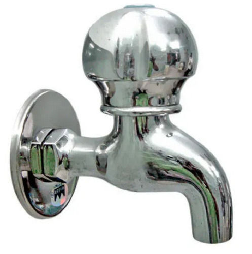 Silver Glossy Round Wall Mounted Brass Water Tap For Home