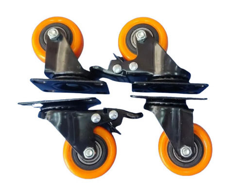 Black Mounted Type Polished Nylon Wheel Caster For Cart 