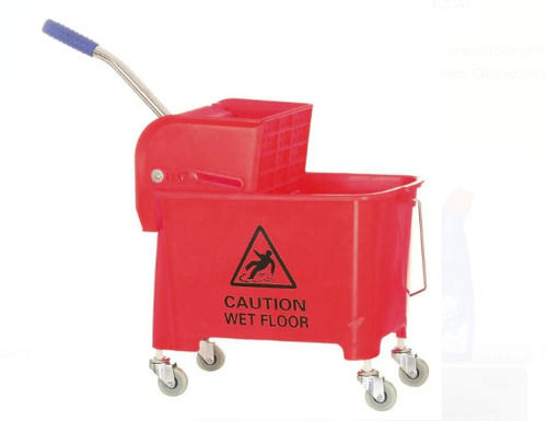 Pvc Plastic Mop Bucket Four Wheeler Wringer Trolley, 20 Liter Capacity 