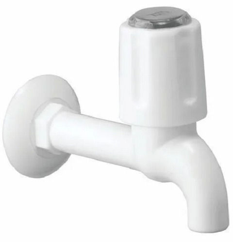 White Round Wall Mounted Pvc Plastic Water Tap With Glossy Finish