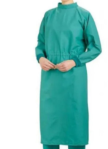 Washable and Comfortable Green Plain 99% Pure Cotton Stitched Surgical Gowns
