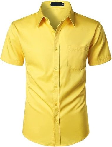 Breathable And Cool Pass Yellow Colour Casual Shirts With Plain Pattern  Collar Style: Classic at Best Price in Bahraich