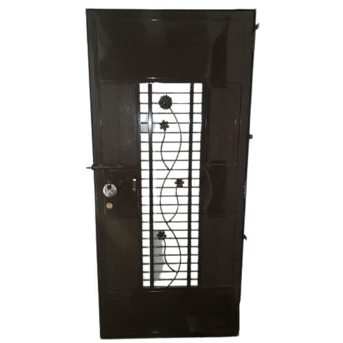 Black Painted Modern Swing High Strength Mild Steel Safety Door For Home Security