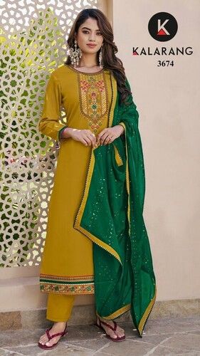 Plain Cotton Salwar Kameez With Dupatta For Casual Wear