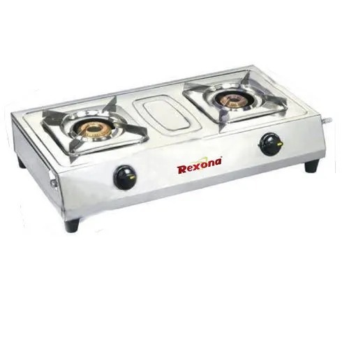 Rexona Stainless Steel Two Pure Brass Burner Lpg Gas Stove Rcw At