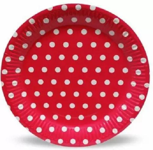 Cream Round Printed Disposable Paper Plates For Party And Events, 7 Inch