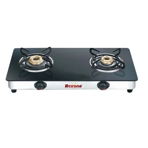 Two Brass Burner Glass Top Gas Stoves (Rcw-2001) - Gas Type: Lpg