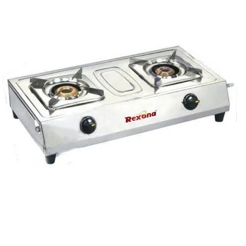 Two Pure Brass Burner Lpg Gas Stove (Rcw-205) - Ignition Type: Manual