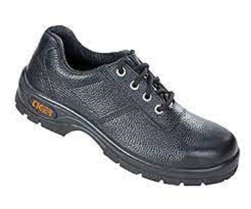 Black Men`S Safety Leather Lace Shoes Toe Style: Plastic Toe