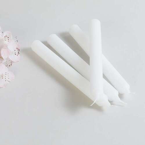 Claire White Unscented Wax Tapered Candles