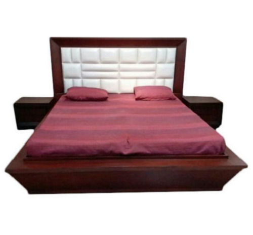 Machine Made Premium Quality Modern Designer Solid Wood Polished Double Bed Room 