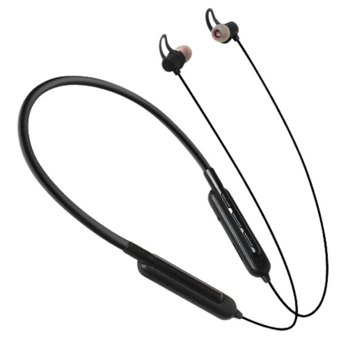 V26 Bluetooth Neckband Earphone - Plastic & Rubber, Black | 10-15 Hours Battery, Foldable, Lightweight, Deep Bass