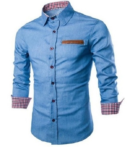 28 Inch Length Full Sleeves and Classic Collar Plain Cotton Men's Shirt