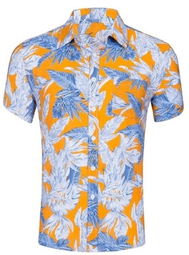 Comfortable To Wear Short Sleeves Floral Printed Mens Casual Shirt (28 Inch)