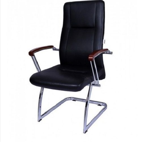 40 Inch Height Stainless Steel And Leather Modern Visitor Chair