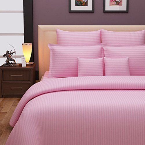 Attractive Look Pink Color Plain Doule Bed Sheets With Normal Wash Care