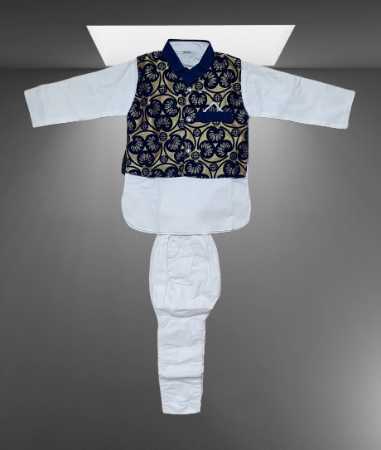 Boys Cotton and Velvet Kurta Pajama and Jacket Set for 1-5 Years Age Group