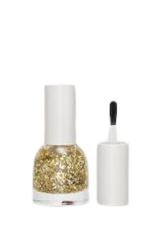 White Medium Size Long Lasting Golden Liquid Glitter Nail Polish 