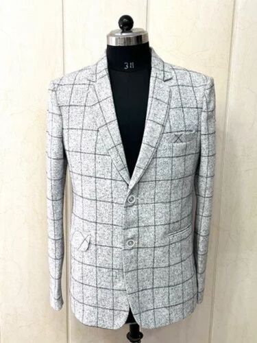 Automatic Party Wear Block Printed Mens Blazer With Full Sleeves