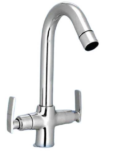 Silver 20 X 21.5 X 29 Cm Glossy Finish Stainless Steel Deck Mounted Swan Neck Basin Mixer Tap