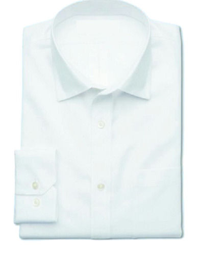 Plain Pattern Formal Wear Full Sleeve Cotton Men's White Shirt