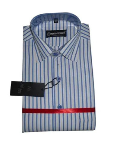 Men Striped Cotton Full Sleeves Straight Collar Formal Shirts