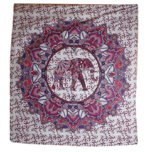 Multicolor Rectangular Cotton Animal Printed Mandala Tapestry Wall Hanging