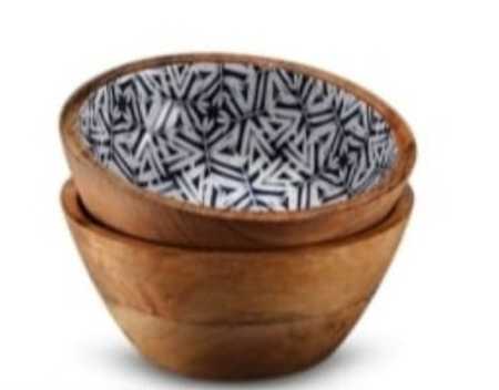 Wooden 4*4 Inch Round Printed Bowl with Excellent Finishing