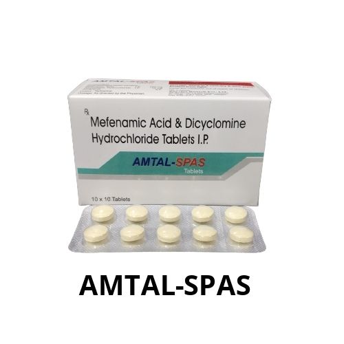 Amtal-Spas Tablet (मेफेनैमिक एसिड और डाइसाइक्लोमाइन हाइड्रोक्लोराइड) 