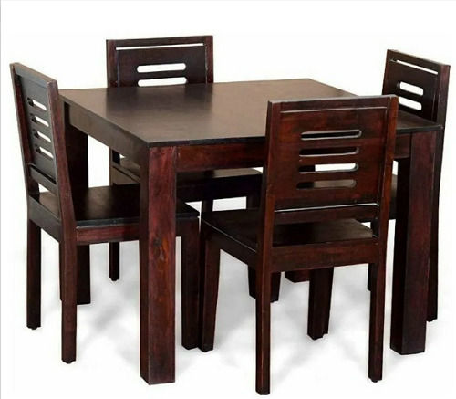 Modern Solid Wooden Polished 4 Seater Dining Table Set