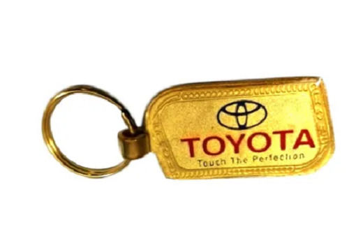 Golden 15 Mm Rectangular Mild Steel Promotional Metal Keychain