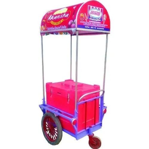 White Loadable And Storage Ice Cream Cart For Outdoor Use