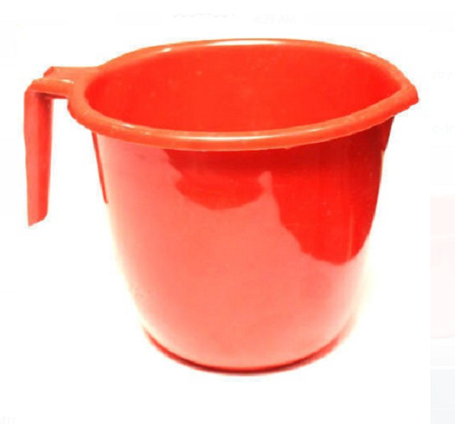 Rigid Plastic Bath Mug With 1.5 Liter Capacity And 350 Gram Weight - Plastic Material, Round Shaping, Bright Orange Color, Versatile for Bathrooms and Offices
