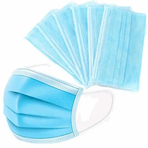 Plastic Three Ply Non-Woven Blue Disposable Face Mask For Surgical Use