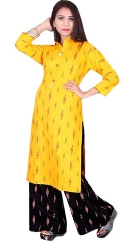 44 इंच वॉशेबल और सॉफ्ट आरामदायक 3-4 स्लीव मॉडर्न डिज़ाइनर कॉटन कुर्ती इंजेक्शन