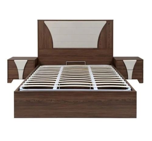 6 Foot Width Solid Wooden Low Floor Bed With Side Stool Drawers